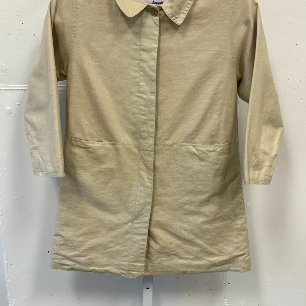 Jacadi Linen‎ Cotton Blend Minimalist Spring Summer Trench Coat Beige Neutral 8Y